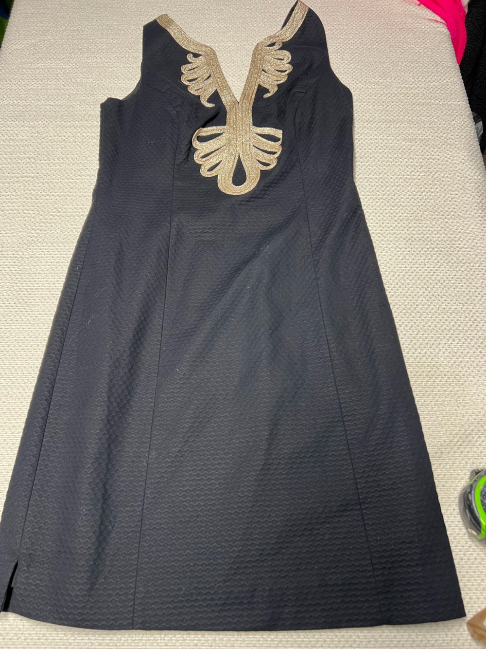 Lilly Pulitzer Women’s Size 6 Black Gold Embroidered Shift Dress Sleeveless
